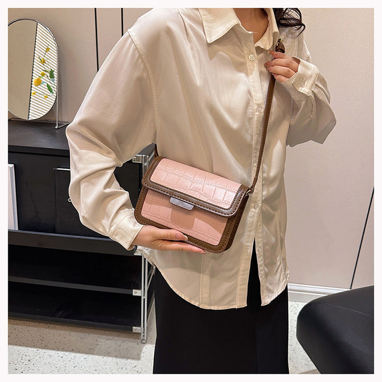 Gift simple texture contrast color small square bag