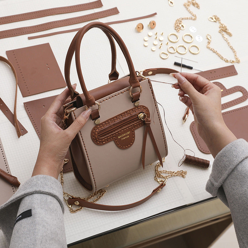 Creative gift contrast color small square bag crossbody bag for girlfriend