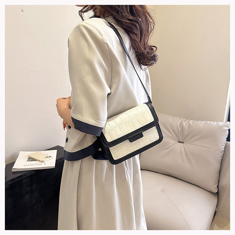 Gift simple texture contrast color small square bag