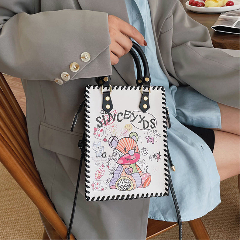 DIY materials kit for printed bear handmade woven bag