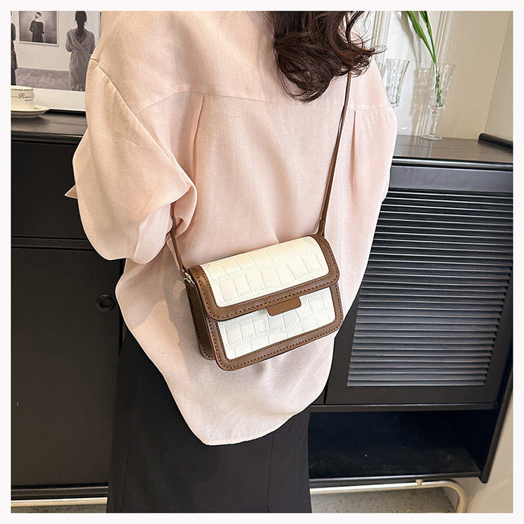 Gift simple texture contrast color small square bag