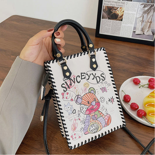 DIY materials kit for printed bear handmade woven bag