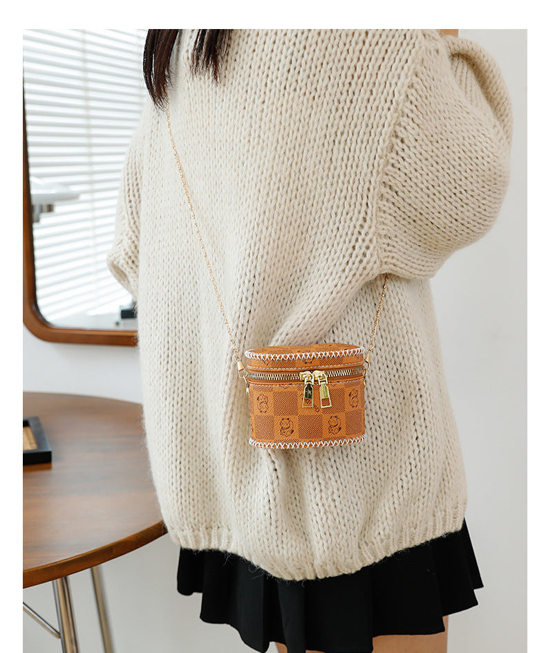 Trendy printed coin bucket bag