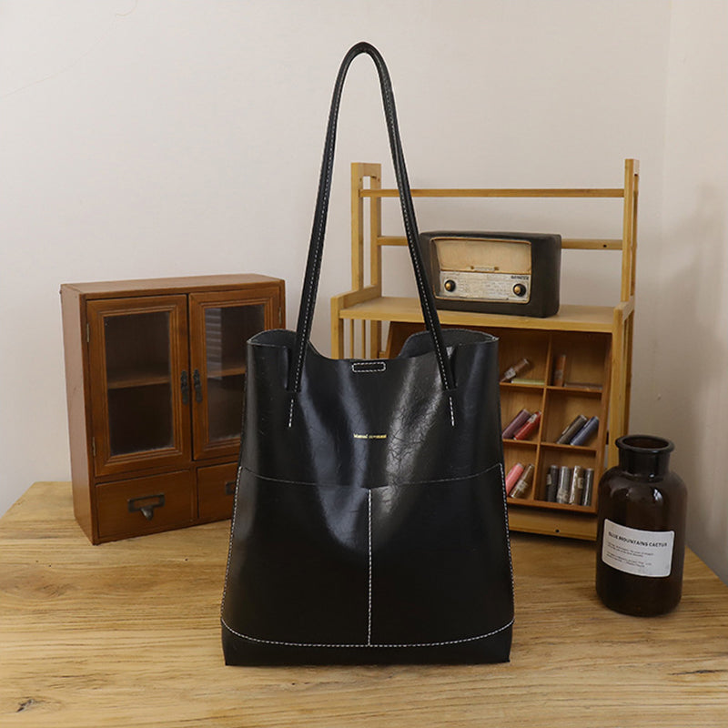 Hand-sewn tote bag simple basket shoulder bag