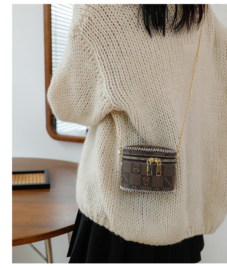 Trendy printed coin bucket bag