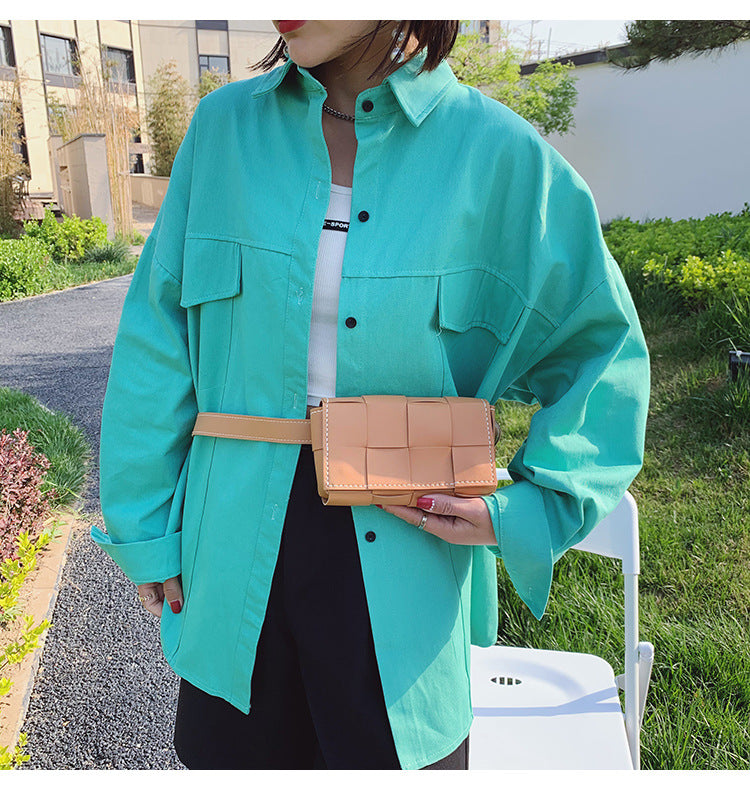 Square hand-sewn waist bag chest bag crossbody bag