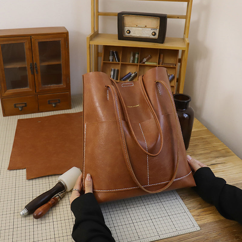 Hand-sewn tote bag simple basket shoulder bag