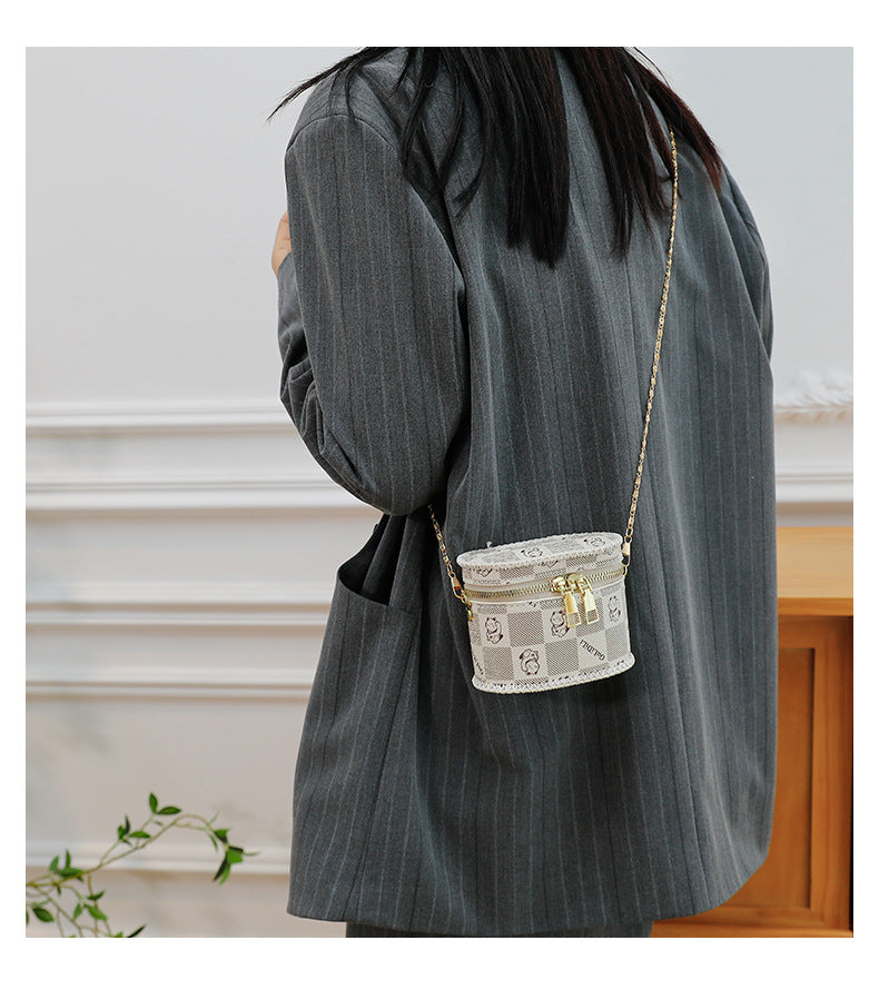 Trendy printed coin bucket bag