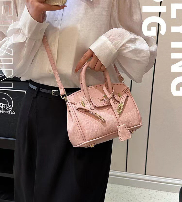 Hand-woven bag high-quality textured lychee pattern handbag