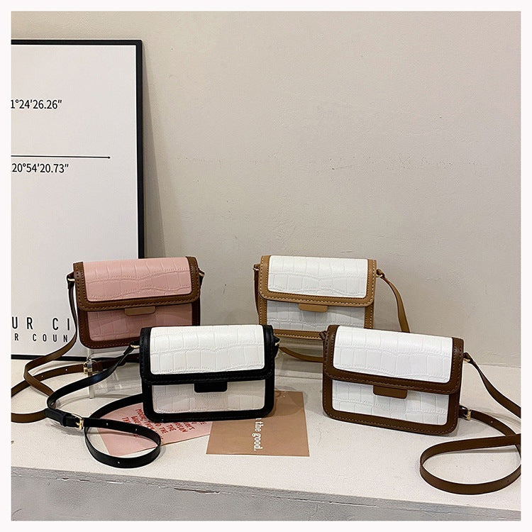 Gift simple texture contrast color small square bag