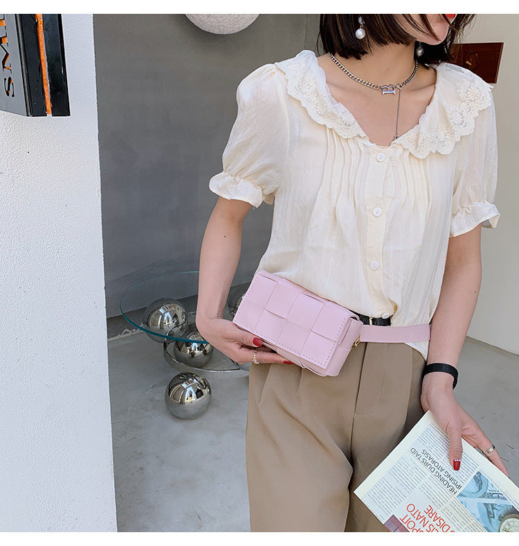 Square hand-sewn waist bag chest bag crossbody bag