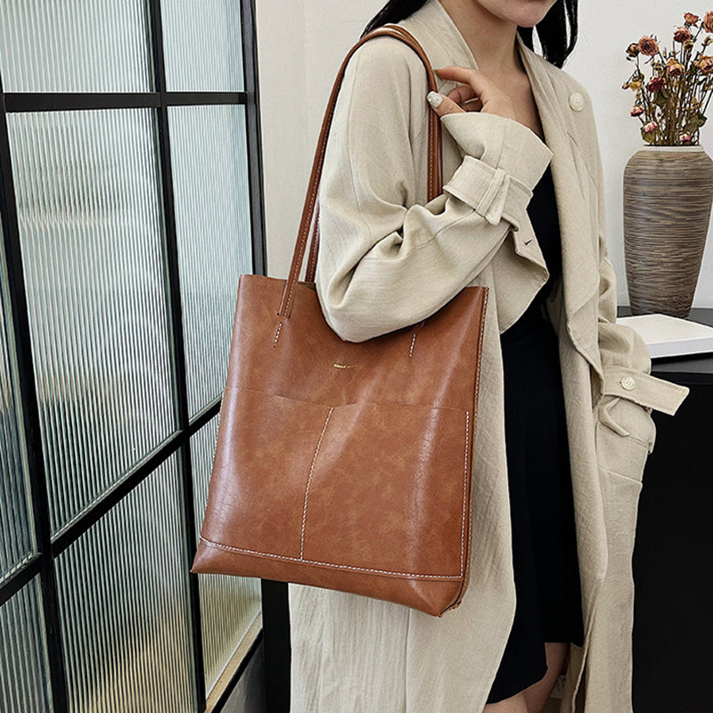 Hand-sewn tote bag simple basket shoulder bag