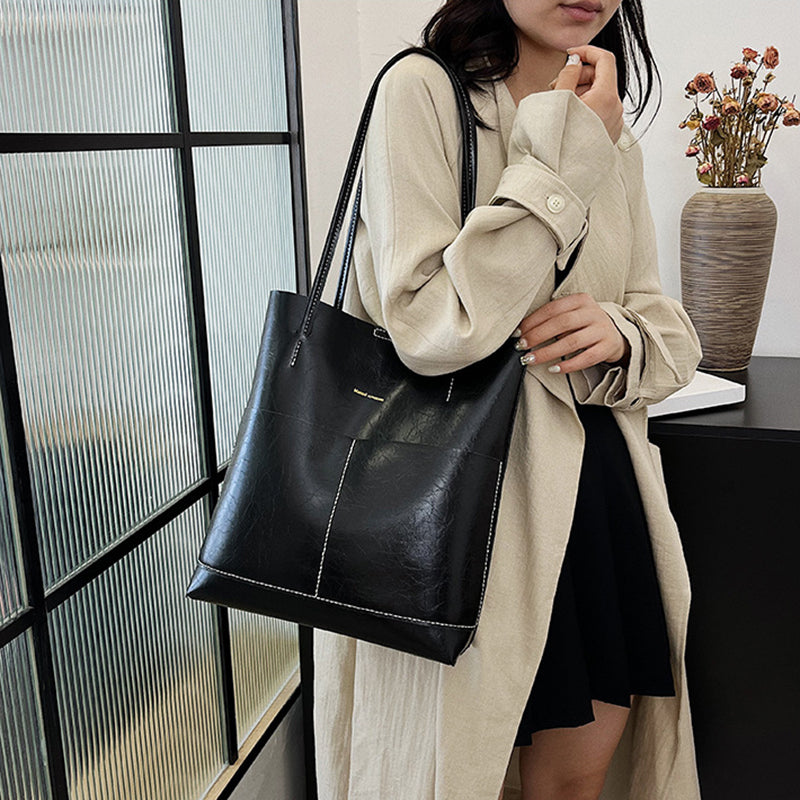 Hand-sewn tote bag simple basket shoulder bag