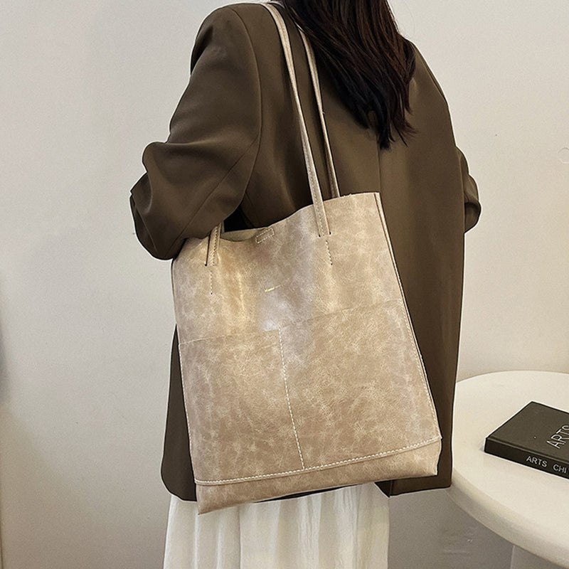 Hand-sewn tote bag simple basket shoulder bag