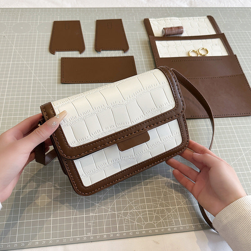 Gift simple texture contrast color small square bag