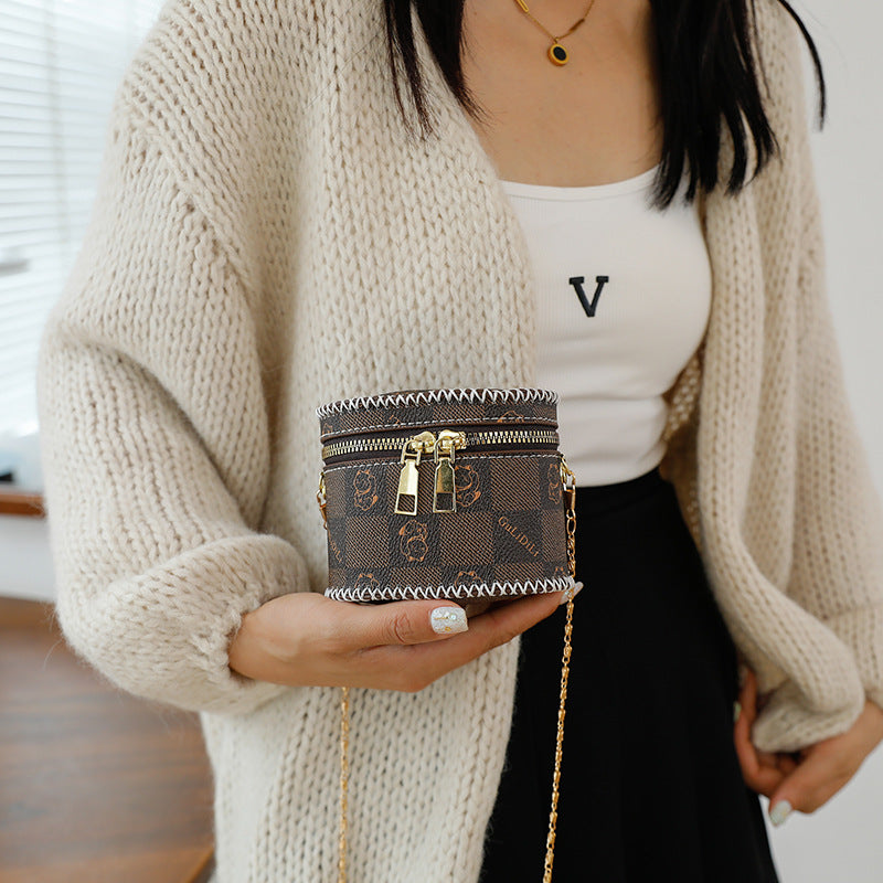 Trendy printed coin bucket bag