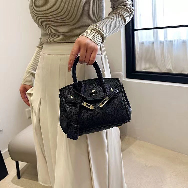 Hand-woven bag high-quality textured lychee pattern handbag