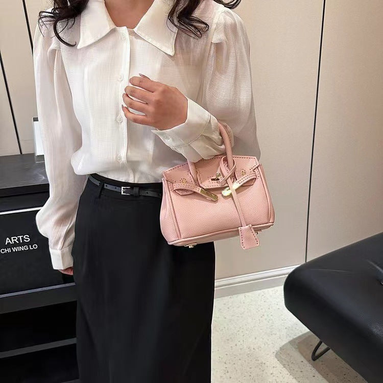 Hand-woven bag high-quality textured lychee pattern handbag