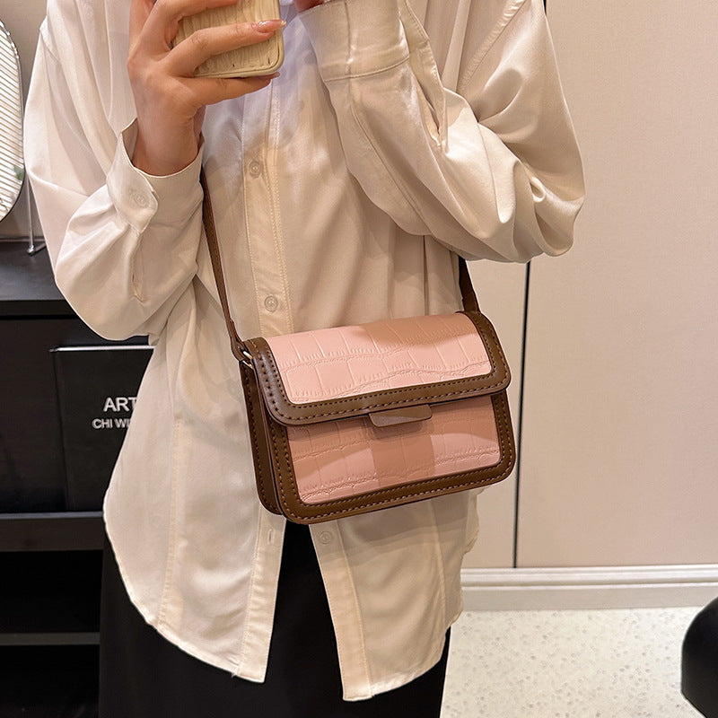 Gift simple texture contrast color small square bag