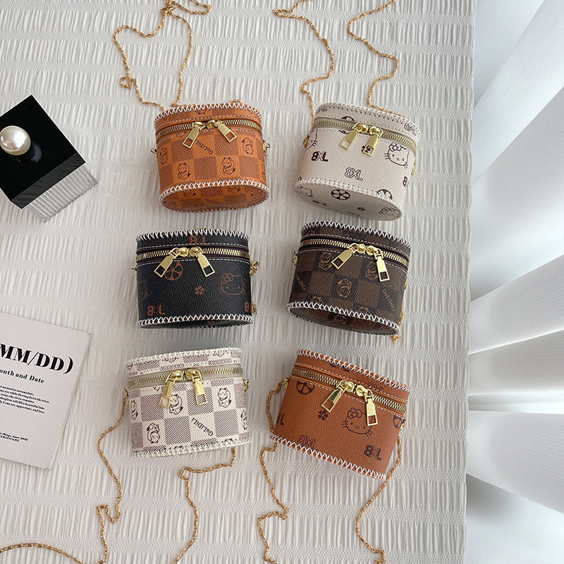 Trendy printed coin bucket bag