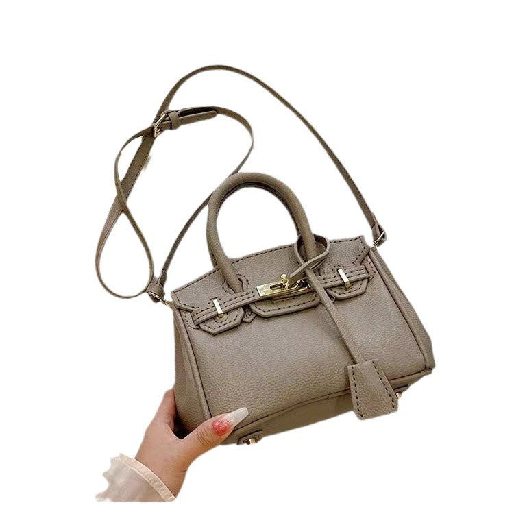 Hand-woven bag high-quality textured lychee pattern handbag