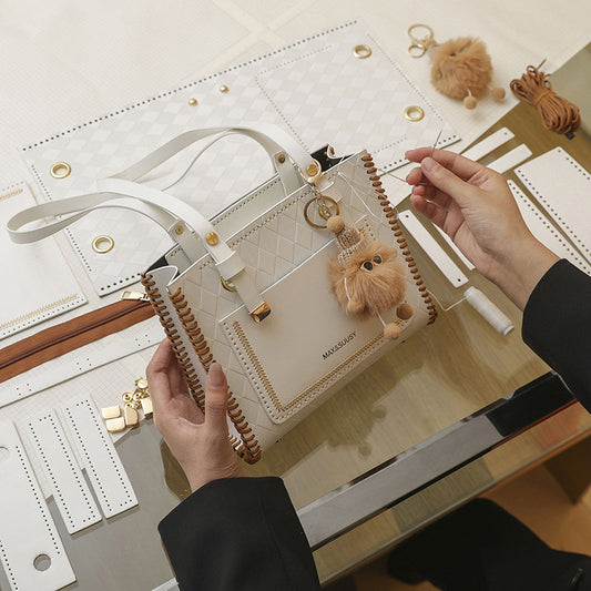 Experience fashion and style with our handmade geometric color-blocked mini bag