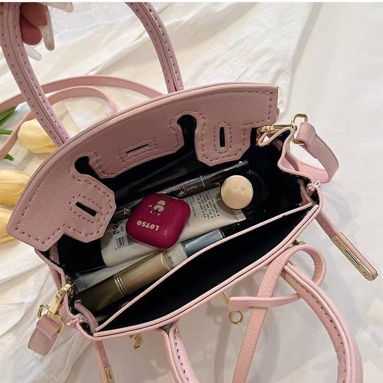 Hand-woven bag high-quality textured lychee pattern handbag