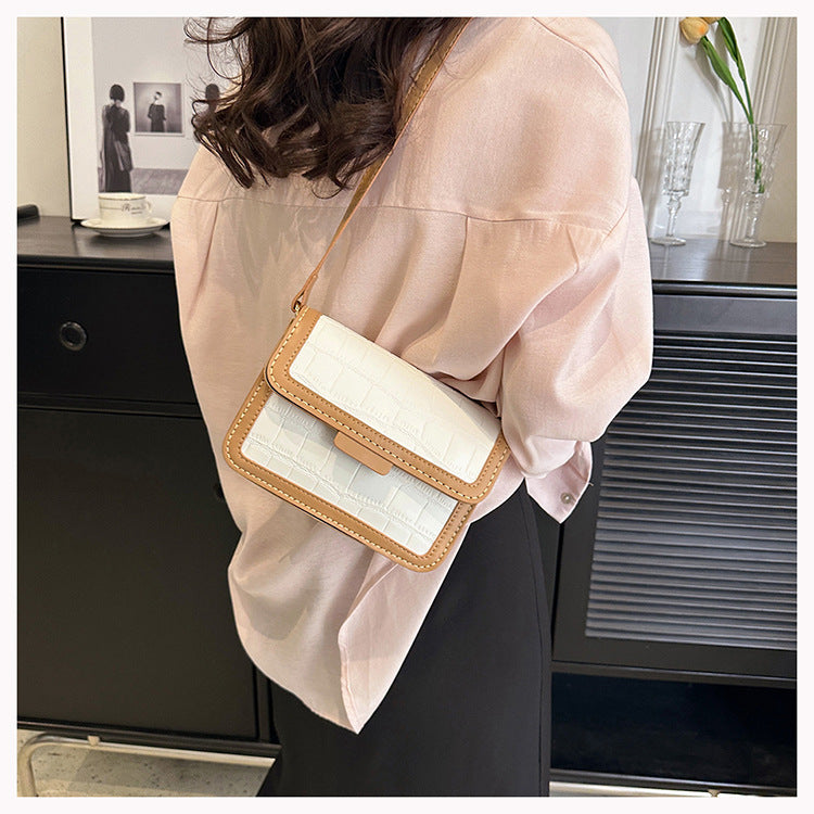 Gift simple texture contrast color small square bag