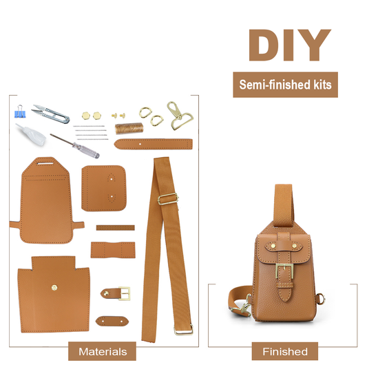 Genuine leather chest bag handmade sewing crossbody bag