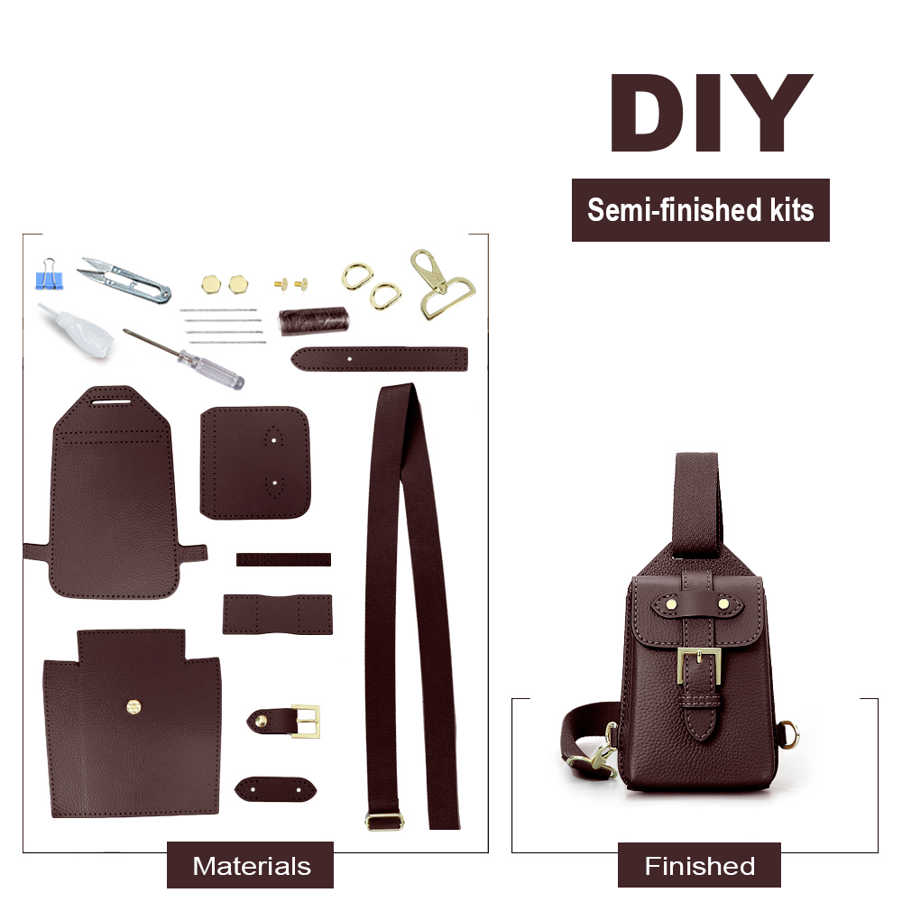 Genuine leather chest bag handmade sewing crossbody bag