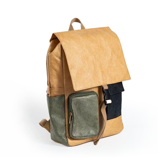 Eco-friendly color-blocked backpack-kraft paper color