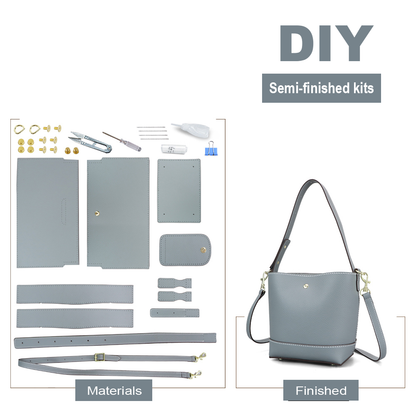 Genuine leather bucket bag DIY materials for women