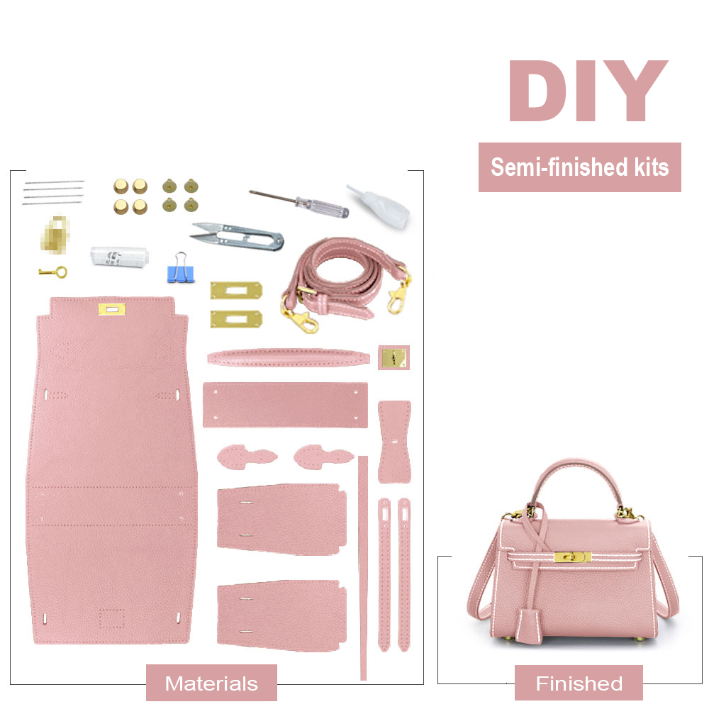 First layer cowhide women's crossbody bag DIY handmade material kit