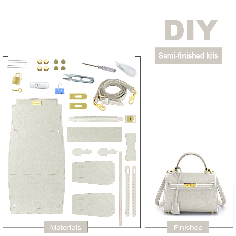 First layer cowhide women's crossbody bag DIY handmade material kit