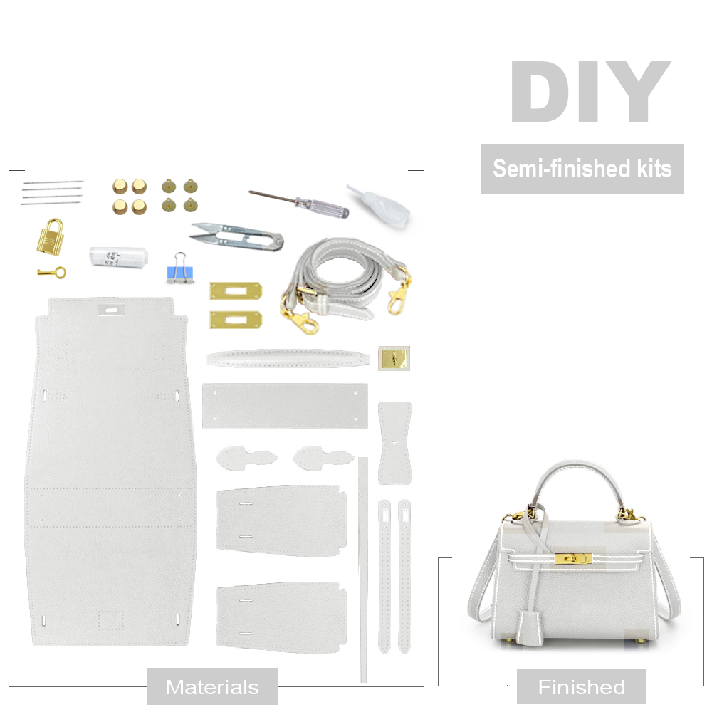 First layer cowhide women's crossbody bag DIY handmade material kit