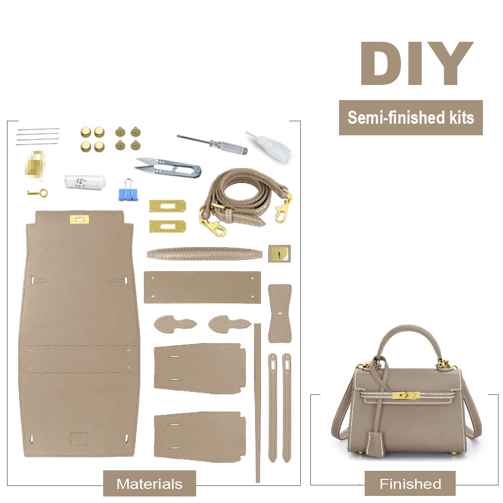 First layer cowhide women's crossbody bag DIY handmade material kit