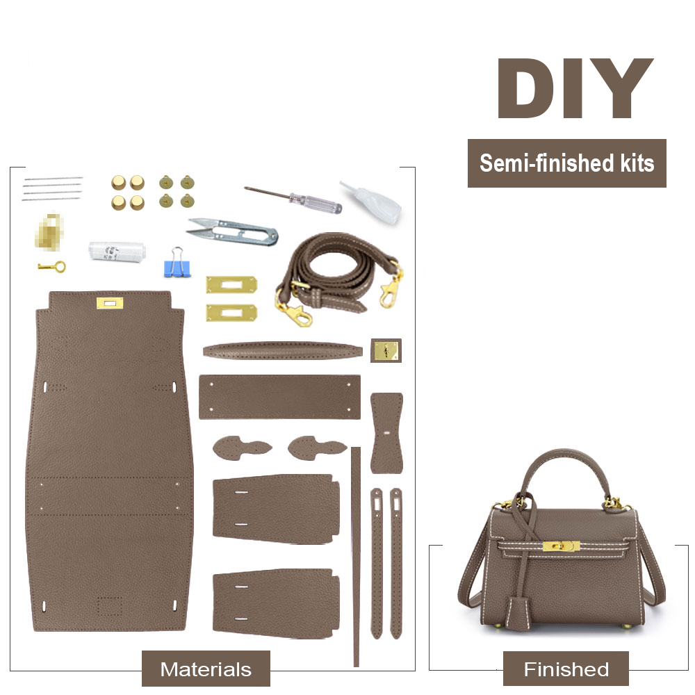 First layer cowhide women's crossbody bag DIY handmade material kit