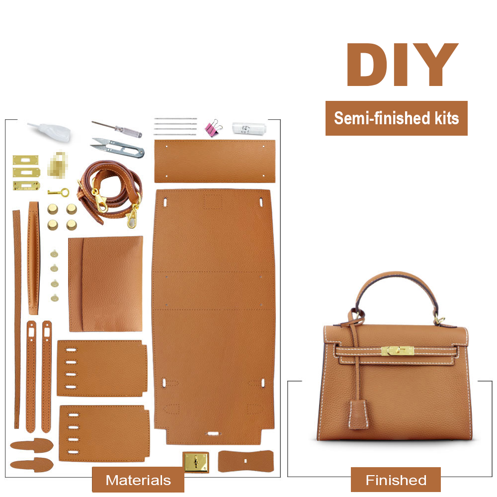 First layer cowhide women's crossbody bag DIY handmade material kit