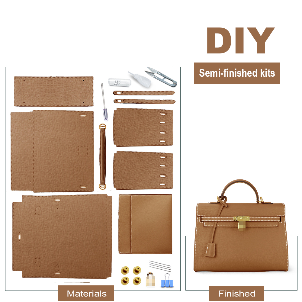 First layer cowhide women's crossbody bag DIY handmade material kit