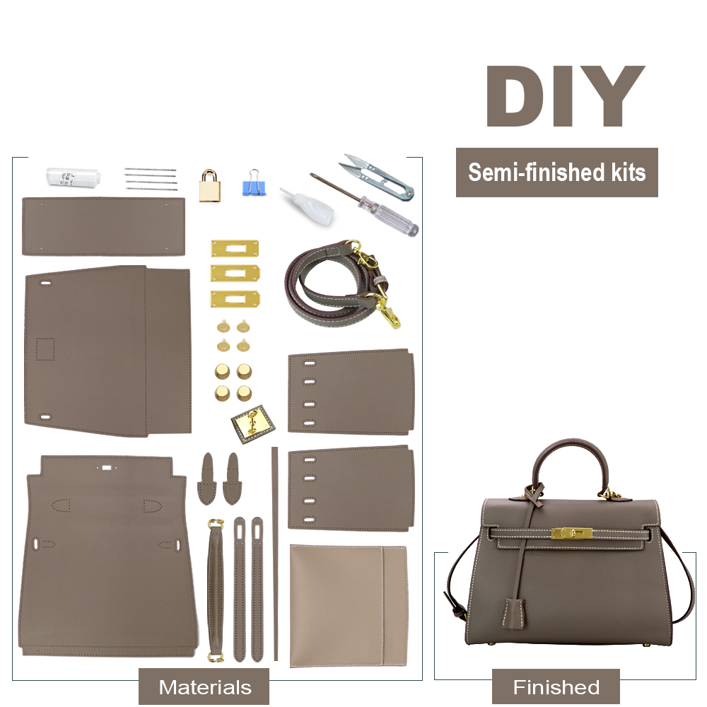 First layer cowhide women's crossbody bag DIY handmade material kit